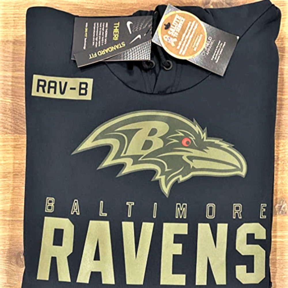 RARE Nwt 100% Nike 2020 Baltimore Ravens Salute To Service Sideline Hoodie NFL